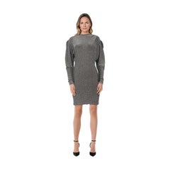 Isabel Marant Silver Metallic Pleated Shoulder Dress Size L