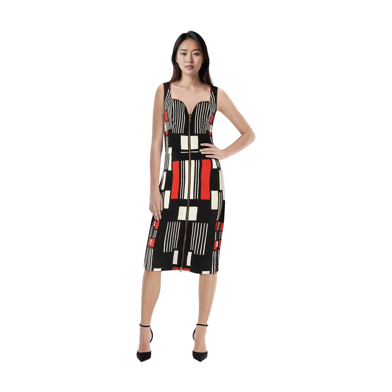 Alexander McQueen Vestito con dettaglio zip astratto taglia M. in vendita
