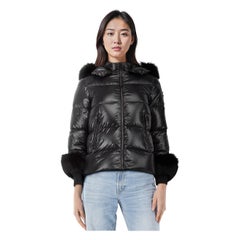 Moncler Black Esra Fox Fur Trim Down Jacket Size M