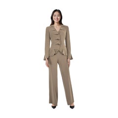 Giorgio Armani Grey Frilly Blazer & Trousers Set Size S