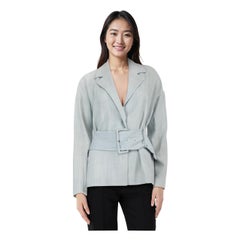 Prada Blue Belted Snap Button Jacket Size L