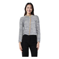 Maje Blue Tweed Beaded Trim Jacket Size S