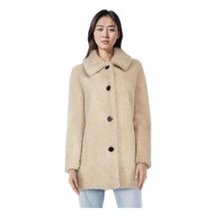 Maje Beige Faux Shearling Teddy Coat Size S