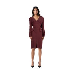 Alexander McQueen Burgundy Silk V-Neck Dress Size XL