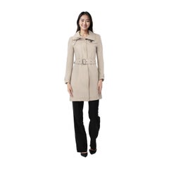 Burberry Beige Wool Single Breasted Belted Coat Size XXS
