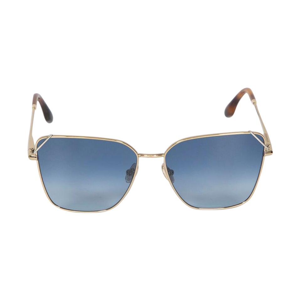 Victoria Beckham Blue Square Gradient Sunglasses For Sale