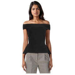 Roland Mouret Black Off Shoulder Peplum Top Size M