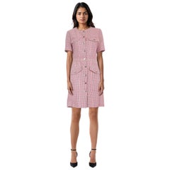 Maje Pink Houndstooth Button Down Dress Size L