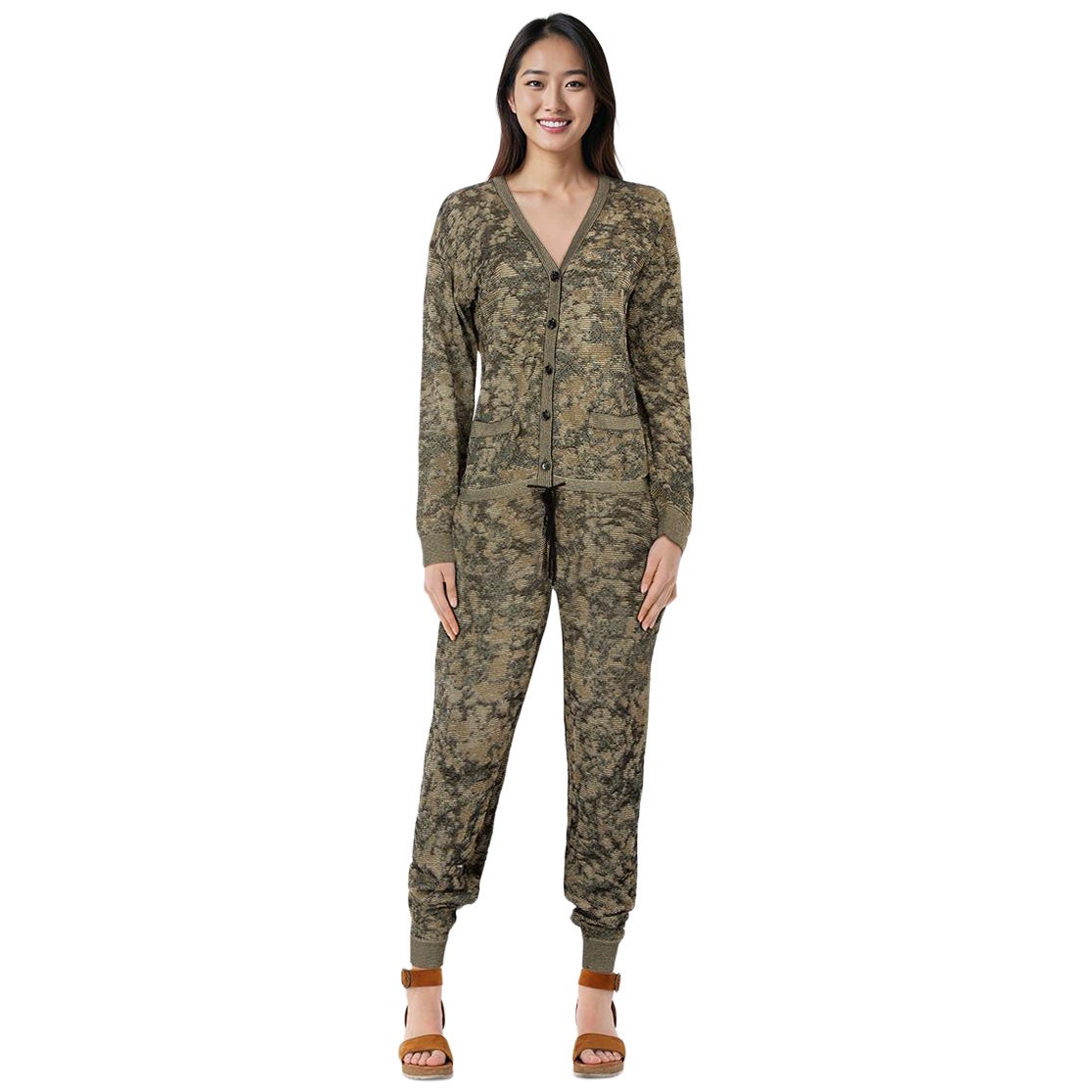 Missoni Abstract Pattern Metallic Knit Jumpsuit Size L For Sale