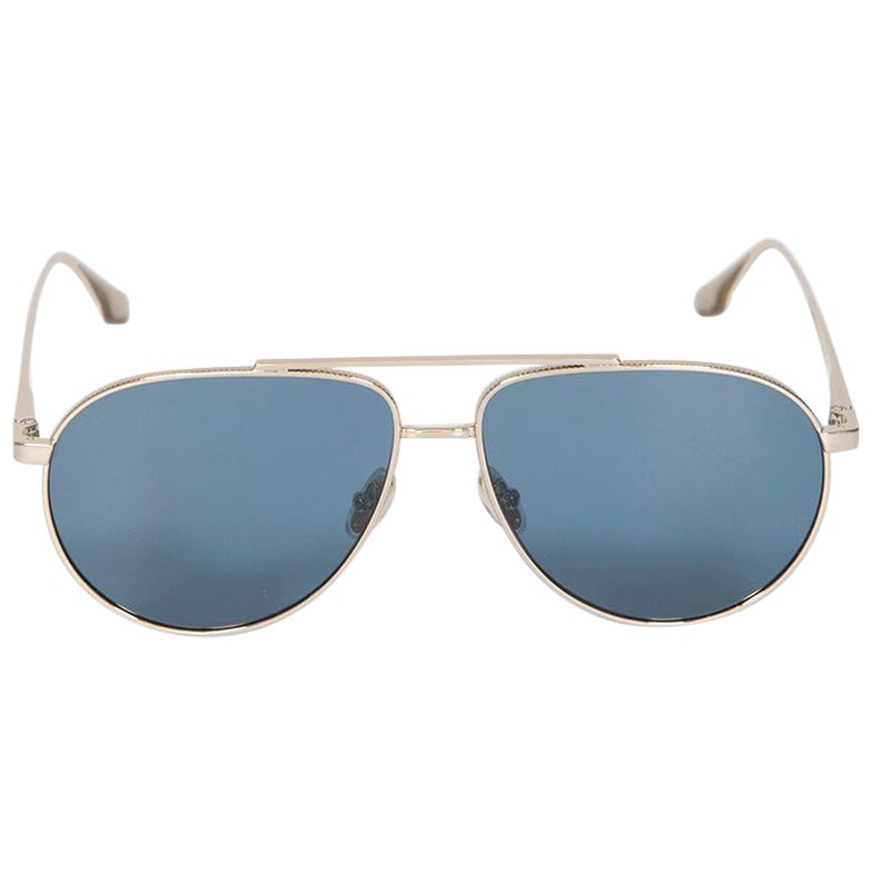 Victoria Beckham Blau getönte Aviator-Sonnenbrille im Angebot