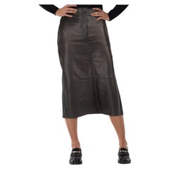 Raey Black Leather Midi Skirt Size XS