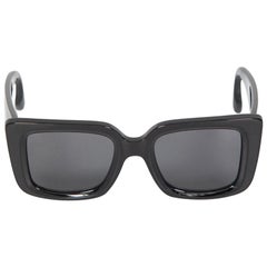 Victoria Beckham Black Rectangle Tinted Logo Sunglasses