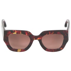 Victoria Beckham Havana Red Gradient Square Sunglasses