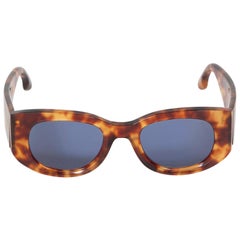 Victoria Beckham Blonde Havana Oval Tinted Sunglasses
