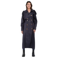 Saint Laurent Navy Belted Trench Coat Size XL