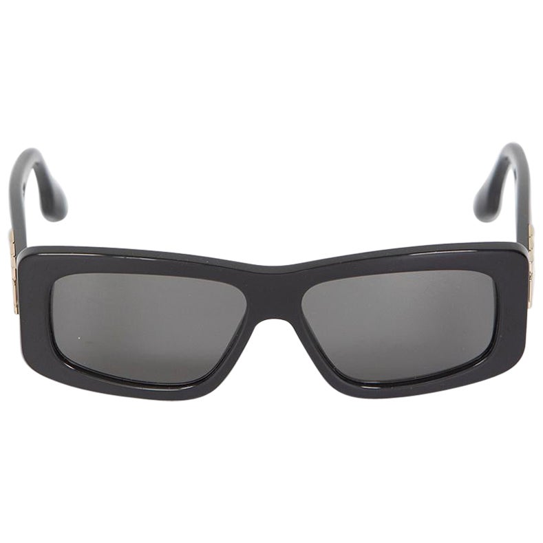Victoria Beckham Black Chain Rectangular Sunglasses For Sale