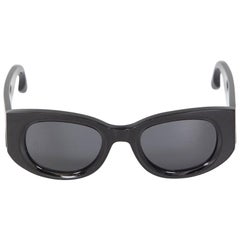 Victoria Beckham Black Oval Tinted Logo Sunglasses