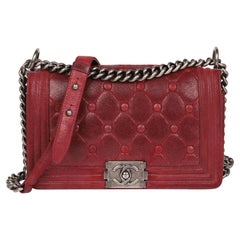 Chanel Red Chesterfield Distressed Goatskin Leather Celtic Medium LeBoy Bag
