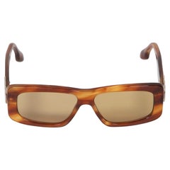 Victoria Beckham Brown Striped Rectangular Sunglasses