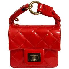 Chanel Lipstick Red Quilted Patent Leather Micro Mini Flap Wristlet at ...