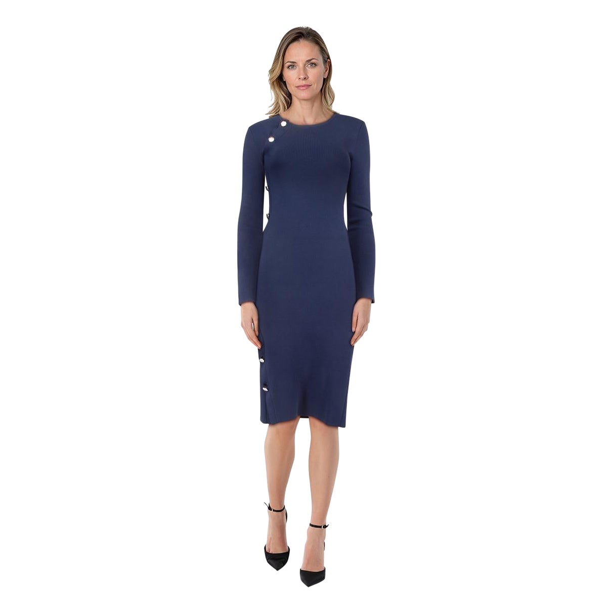 Altuzarra Navy Button Down Bodycon Dress Size XS For Sale