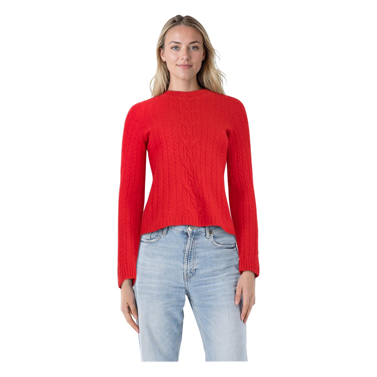 The Row Red Merino Cable Knit Jumper Size S For Sale
