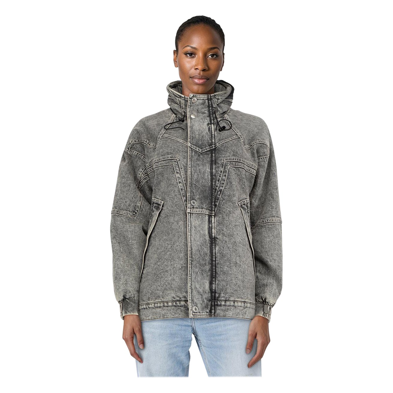 Stella McCartney Grey Denim Mid Length Jacket Size S For Sale
