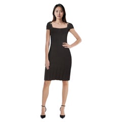 Versace Black Bodycon Button Detail Dress Size L