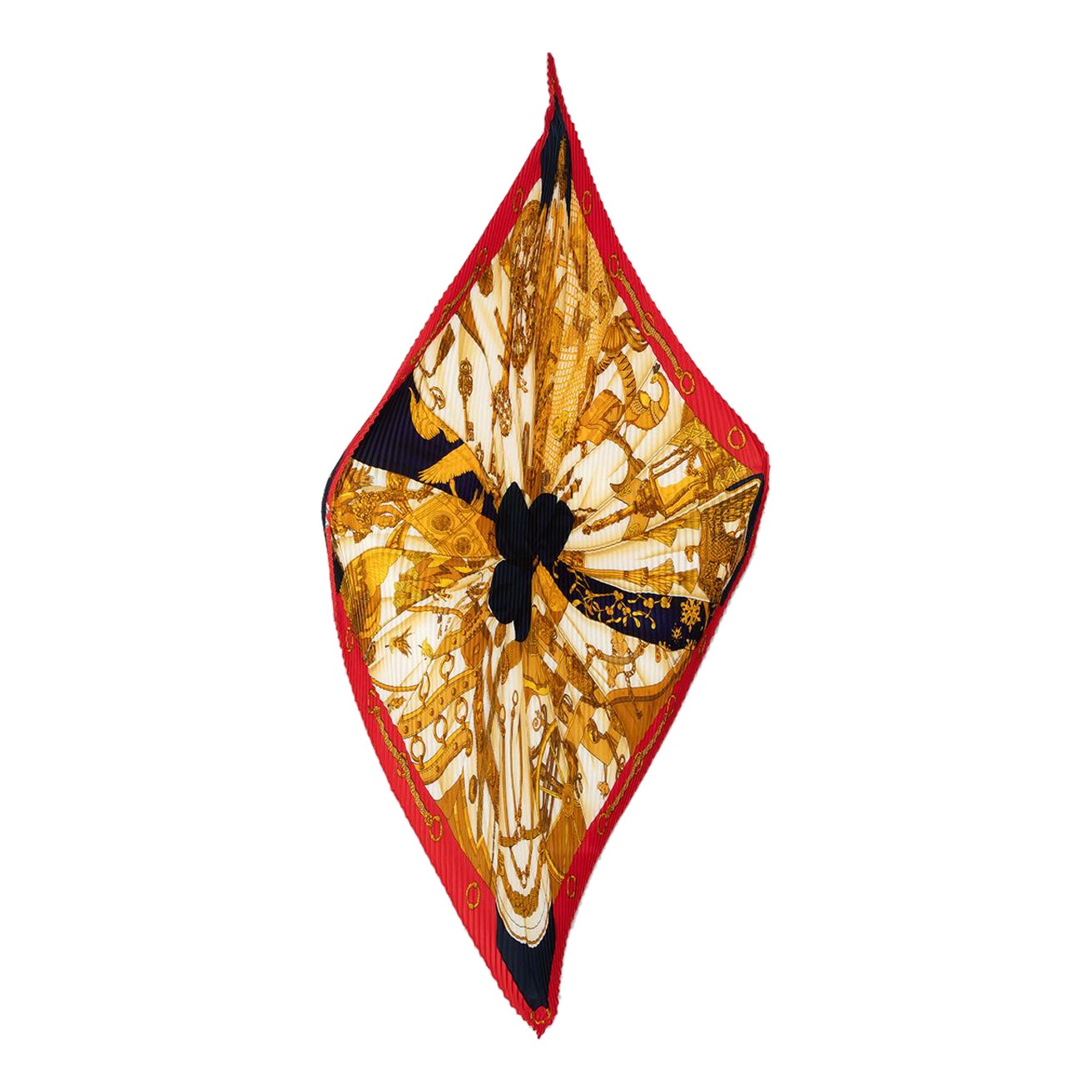 Hermès Pleated Silk Patterned Bandana For Sale
