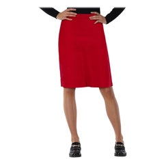 Carolina Herrera Red Knee Length Pencil Skirt Size S