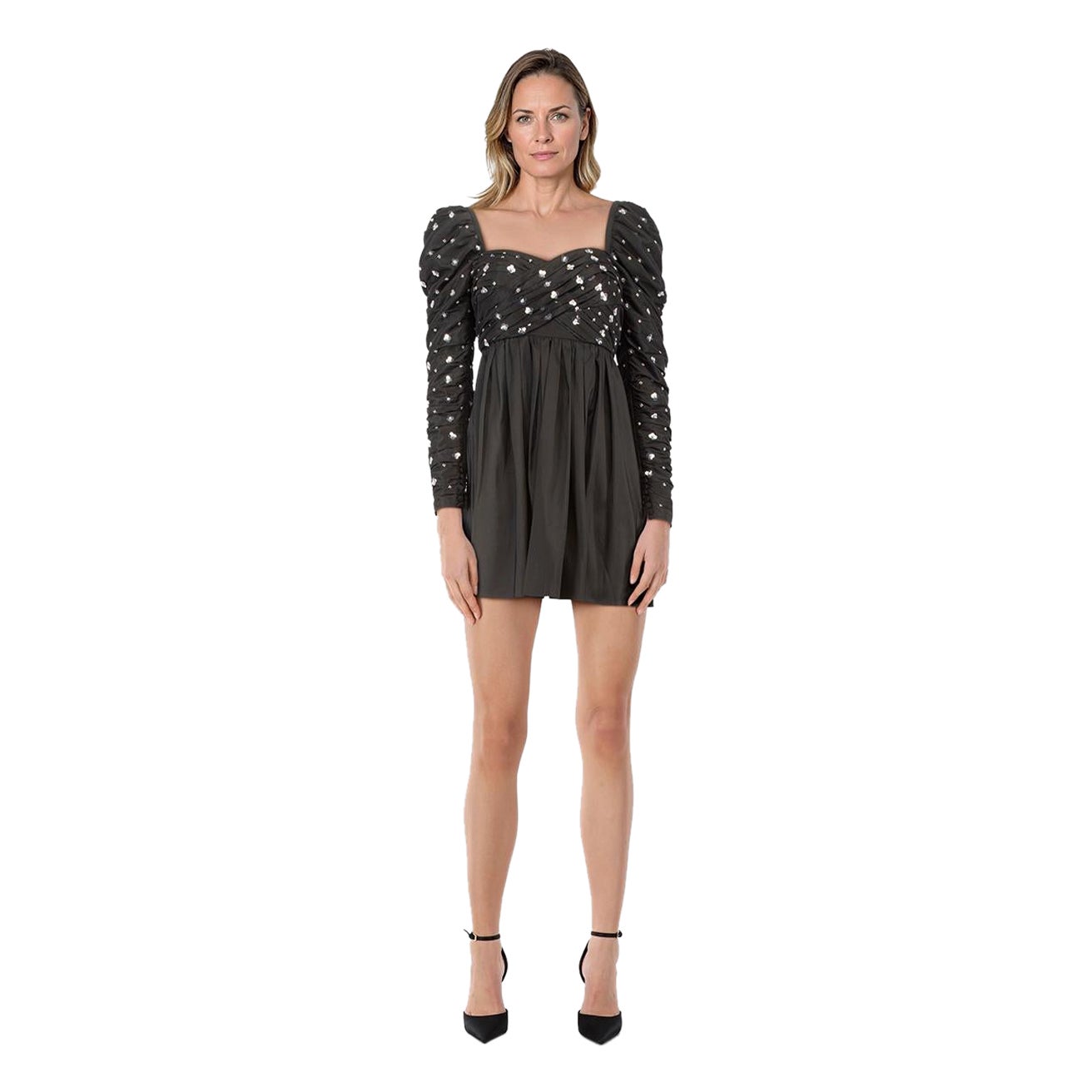 Self-Portrait Black Floral Half Beaded Dress Size XXS For Sale