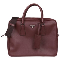 Prada Burgundy Saffiano Leather Work Bag