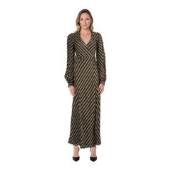 Ganni Black & Yellow Striped Maxi Dress Size XS