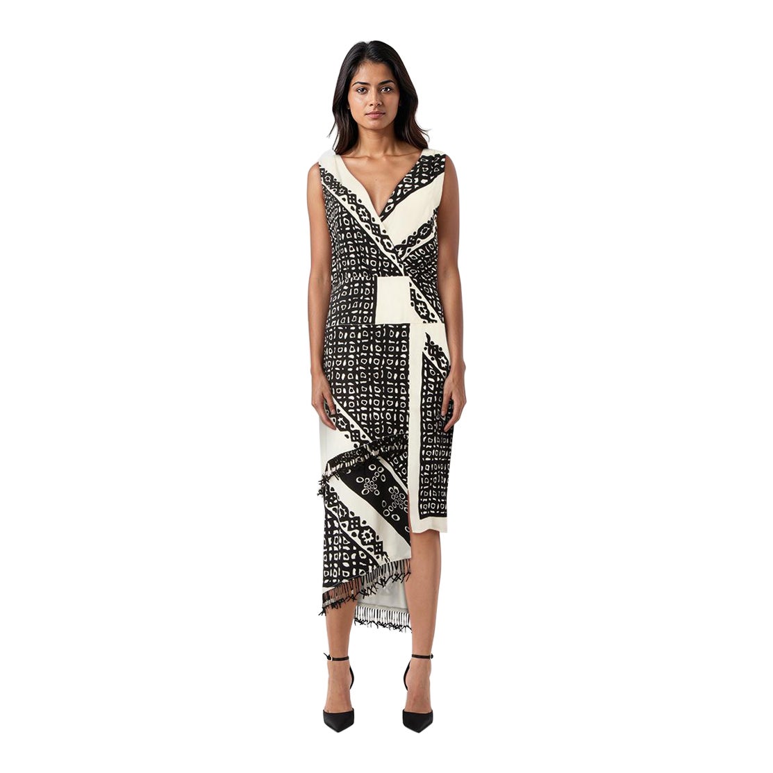 Altuzarra Silk Black & White Asymmetric Dress Size M For Sale