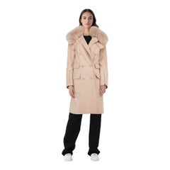 Alexander Wang Pink Wool Fox Fur Collar Long Coat Size M