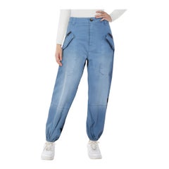 Loewe Blue Cuffed Ankle Cargo Trousers Size S