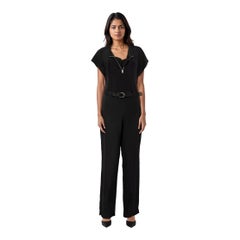 Prada Black Short Sleeve Belted Jumpsuit Size M