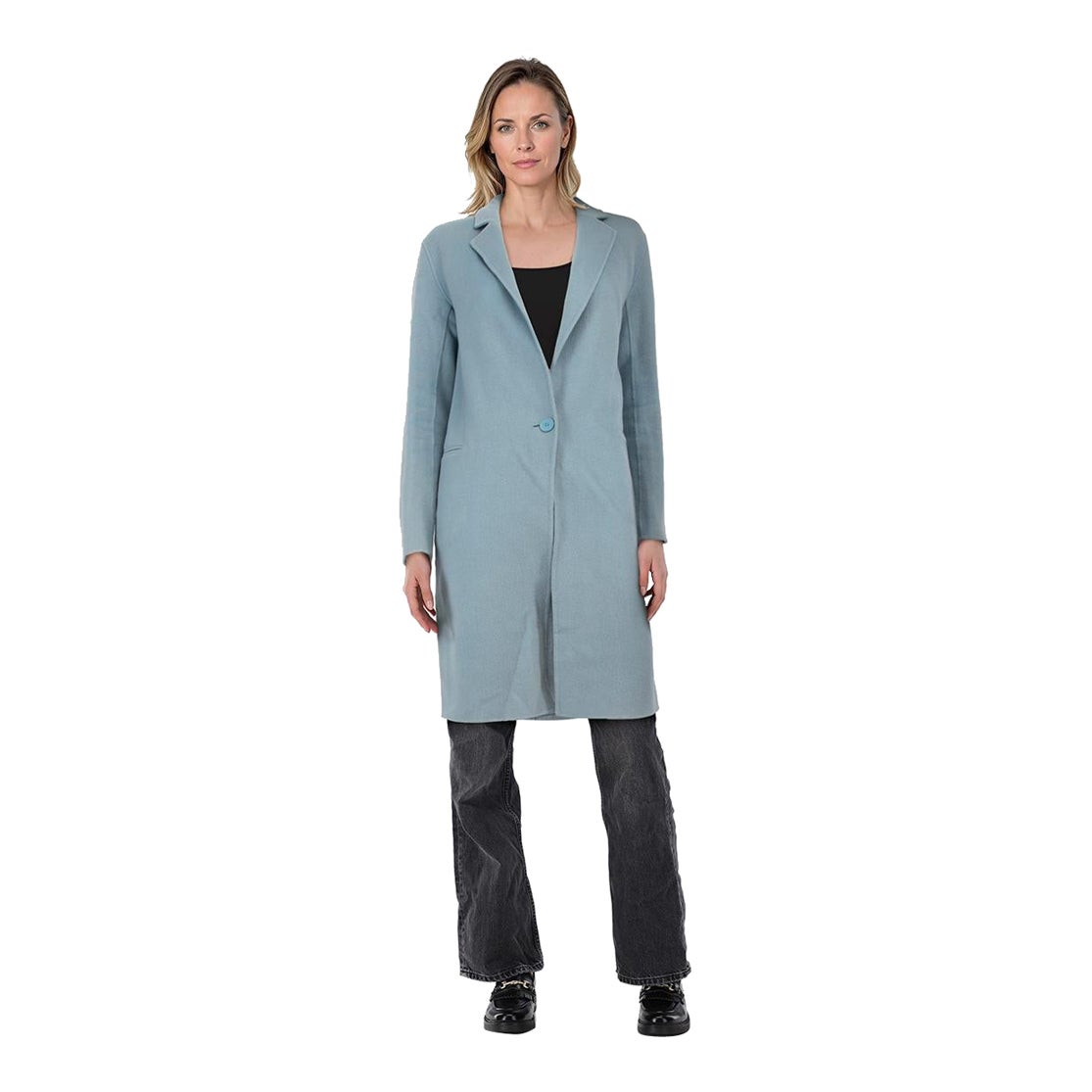 Sandro Blue Single Breasted Wool Coat Size S For Sale