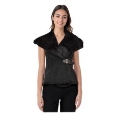 Nicole Farhi Black Rabbit Fur Vest Size S