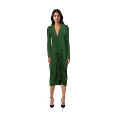 Roland Mouret Green Ruffle Trim Midi Dres Size L