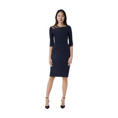 Roland Mouret Navy Midi Lace Panel Dress Size M