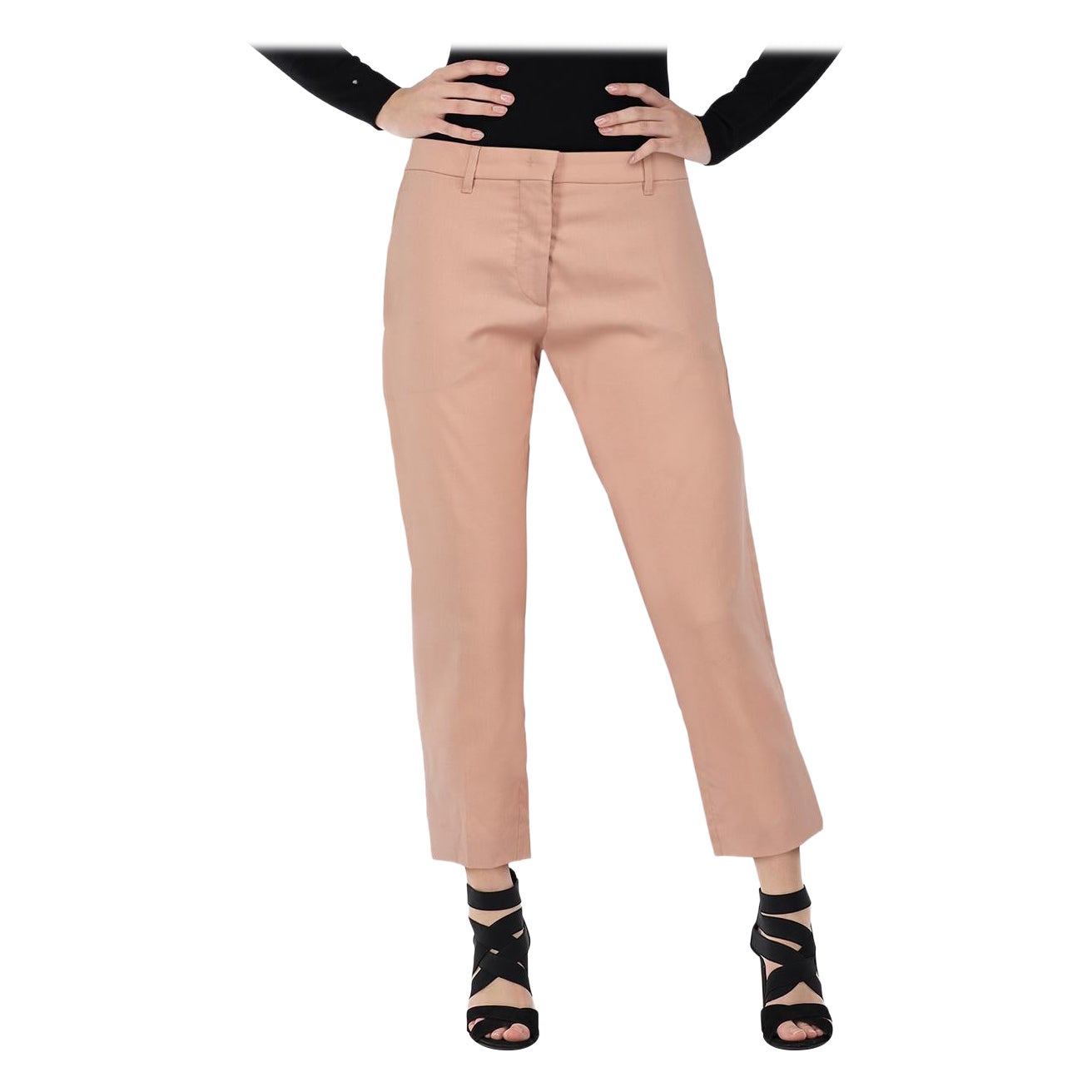 Miu Miu Pink Wool Cropped Trousers Size XS For Sale