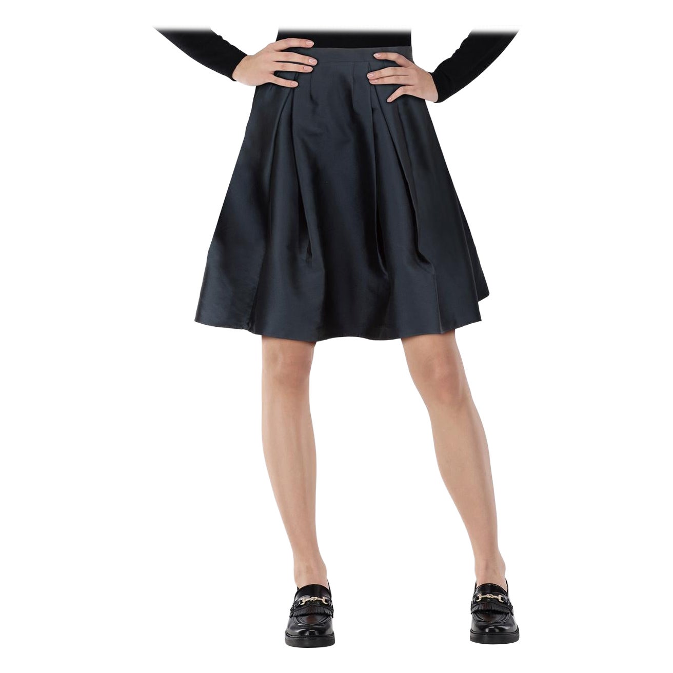 Valentino Garavani Red Valentino Navy Flared Pleated Skirt Size XS For Sale