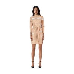 Burberry Beige Logo Print Knee Length Dress Size XS