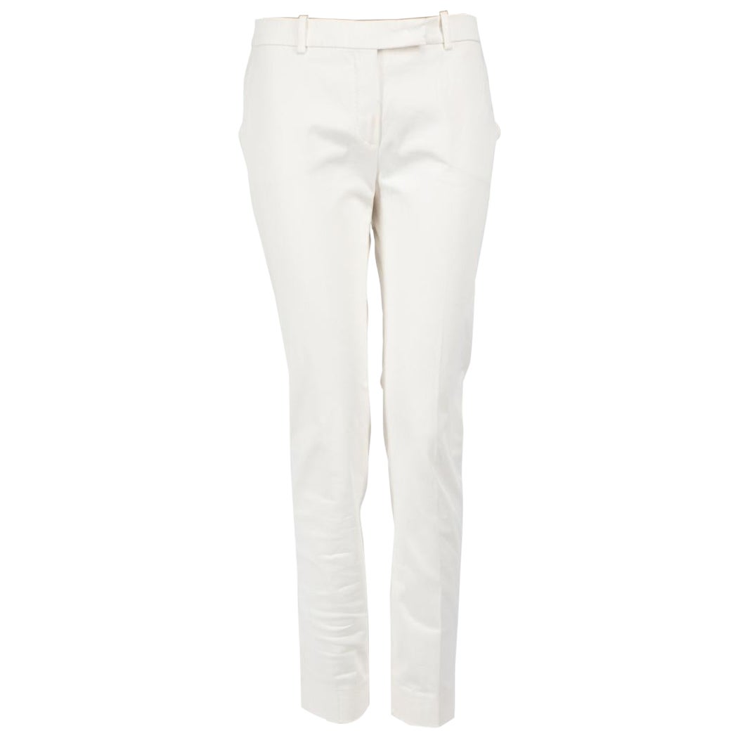 Loro Piana White Skinny Fit Leg Trousers Size M For Sale