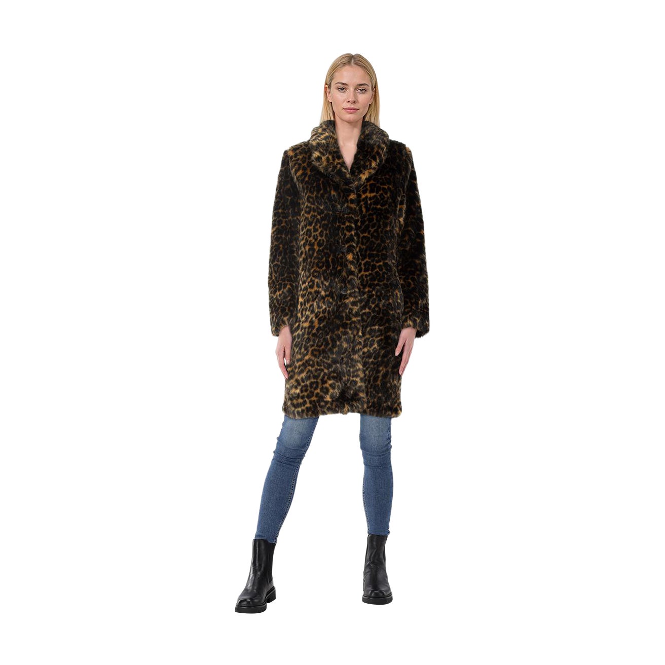 The Kooples Brown Leopard Print Fur Coat Size S For Sale