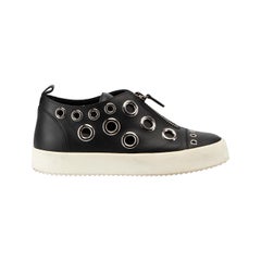 Giuseppe Zanotti Black Leather Eyelets Flatform Trainers Size IT 38
