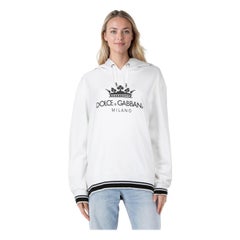 Dolce & Gabbana White Crown Logo Jersey Hoodie Size XXS