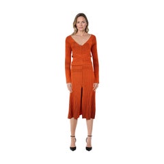 Proenza Schouler Orange Ribbed Long Sleeve Dress Size M