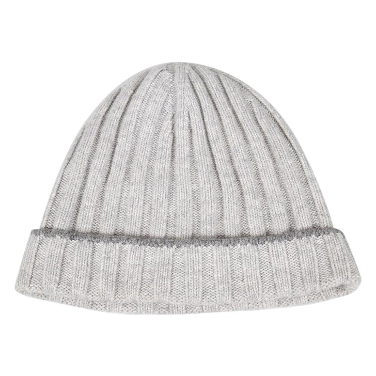 Brunello Cucinelli Grey Cashmere Knit Beanie For Sale